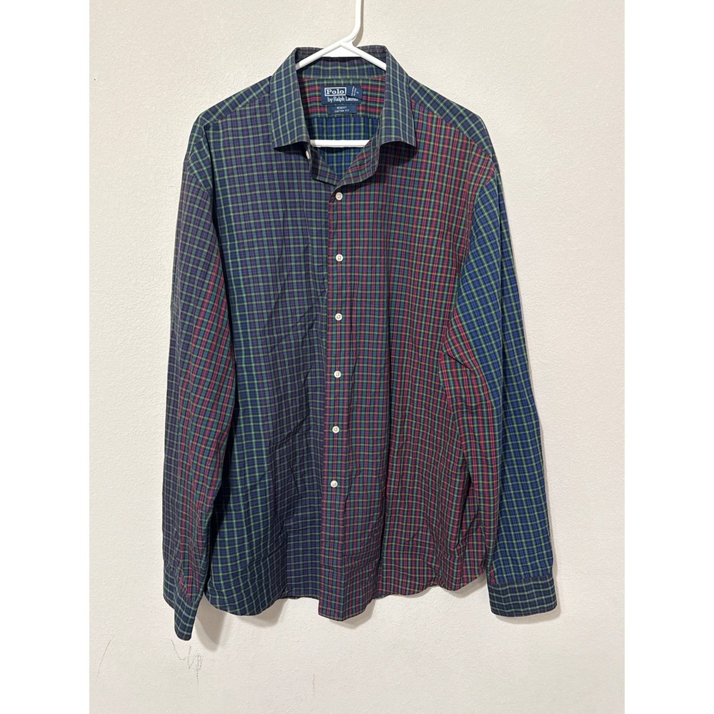 Polo Ralph Lauren Button Down Mens XXL Multi Color Plaid Regent Custom Fit Shirt